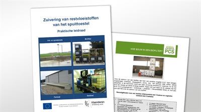 Brochure zuivering van restvloeistoffen van het spuittoestel + instructieblad biofilter