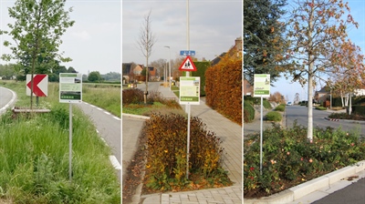 Infoborden bij demo’s over efficiënt waterbeheer in Oost-Vlaamse gemeentes