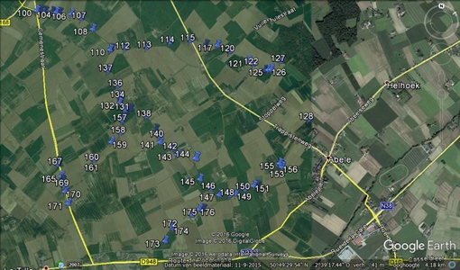 Figuur 2 Illustratie van een detailmeting voor het MAP-meetpunt 990035 in Watou (West-Vlaanderen)
